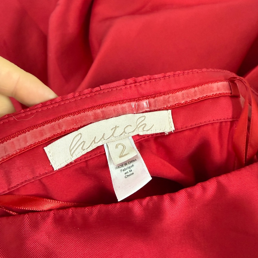 Hutch Strapless Red High-Low Satin Dress - Picture 5 of 7